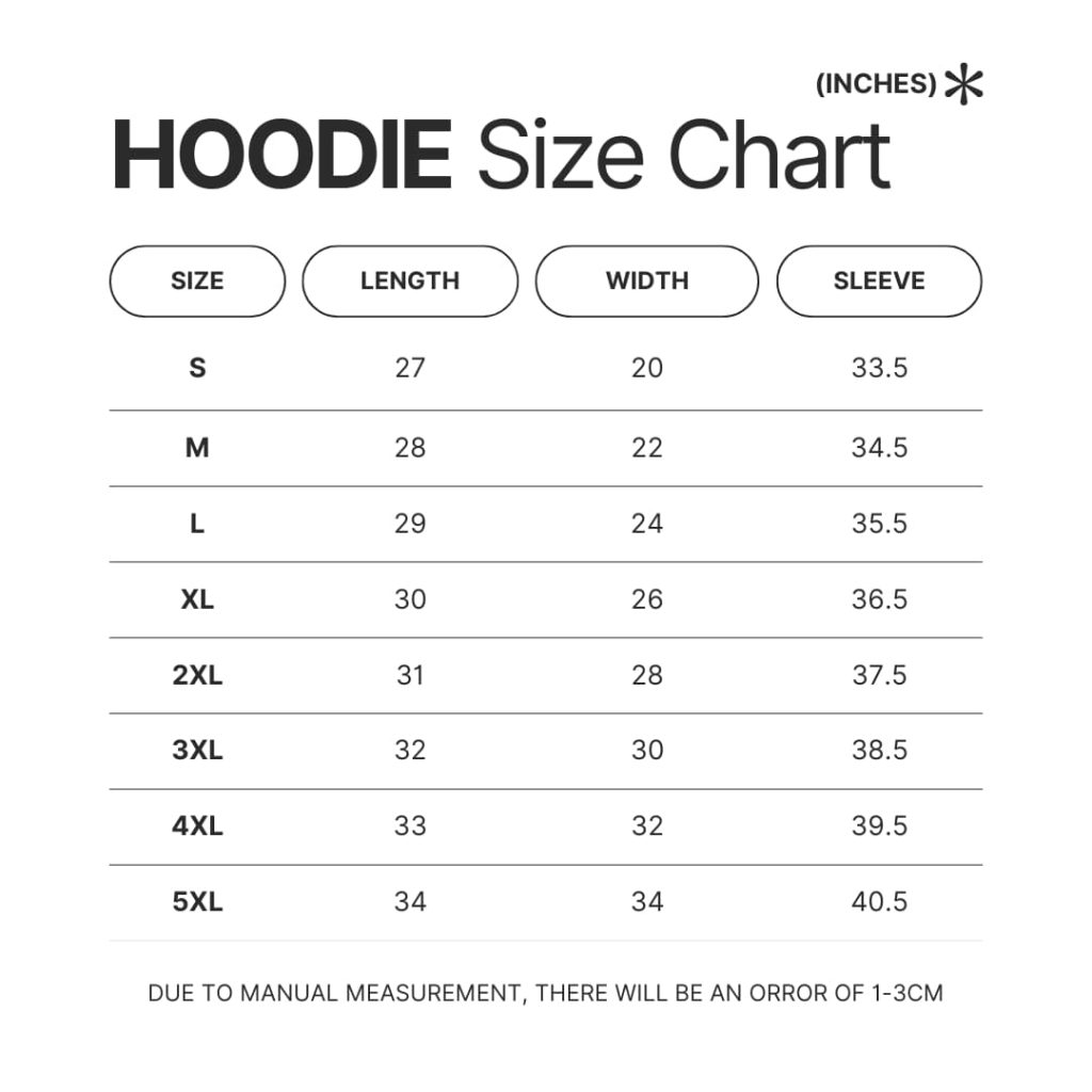 Hoodie Size Chart - Detective Conan Store