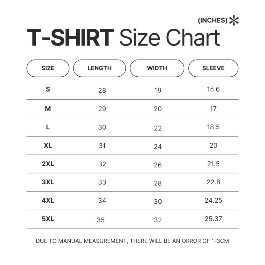T shirt Size Chart - Detective Conan Store